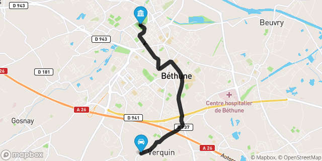 Itinéraire vers Béthune