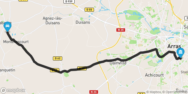 Itinéraire vers Arras