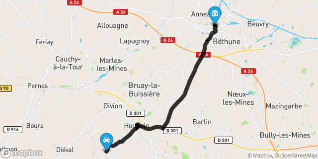 Itinéraire vers Béthune