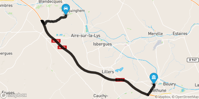 Itinéraire vers Béthune