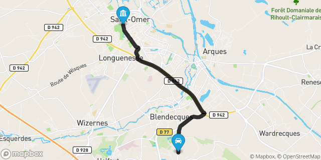 Itinéraire vers Saint-Omer