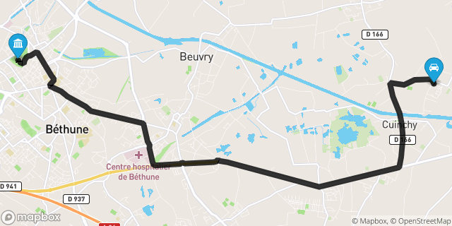 Itinéraire vers Béthune