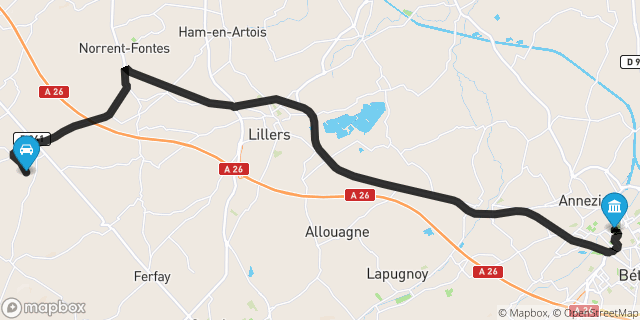 Itinéraire vers Béthune
