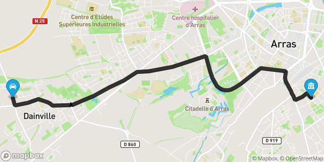 Itinéraire vers Arras