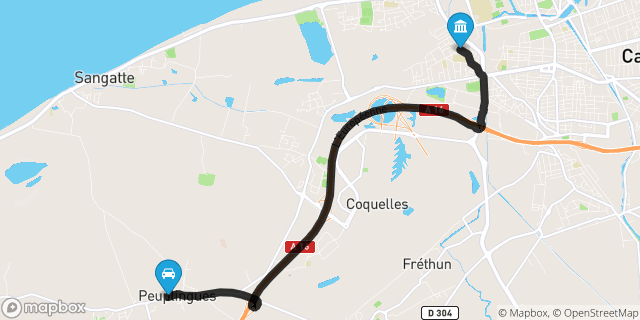 Itinéraire vers Calais