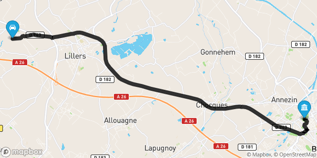 Itinéraire vers Béthune