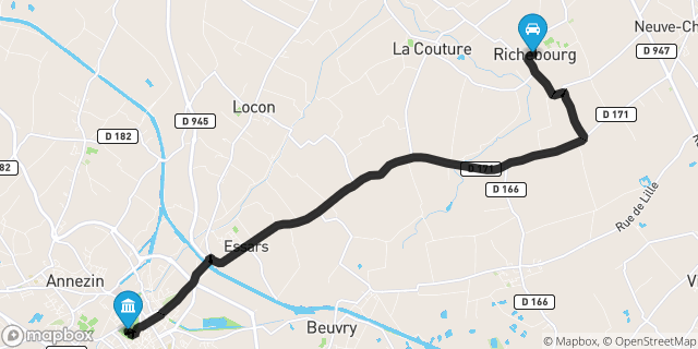 Itinéraire vers Béthune