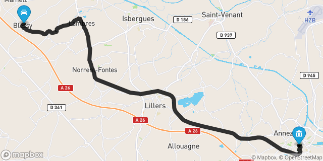 Itinéraire vers Béthune
