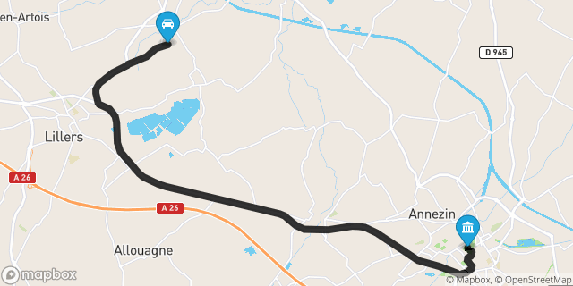 Itinéraire vers Béthune