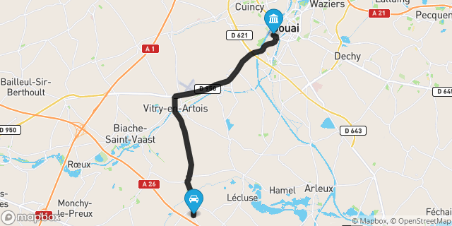 Itinéraire vers Douai