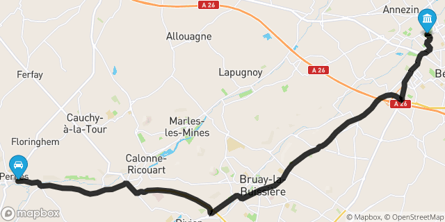 Itinéraire vers Béthune
