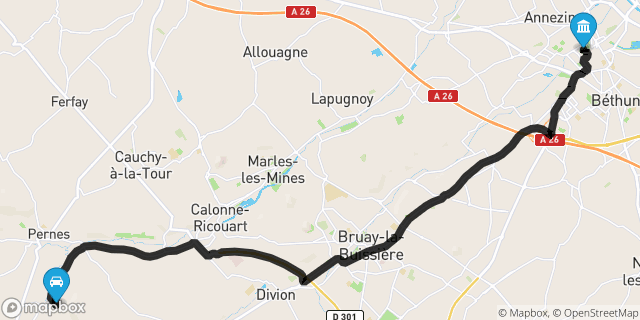 Itinéraire vers Béthune