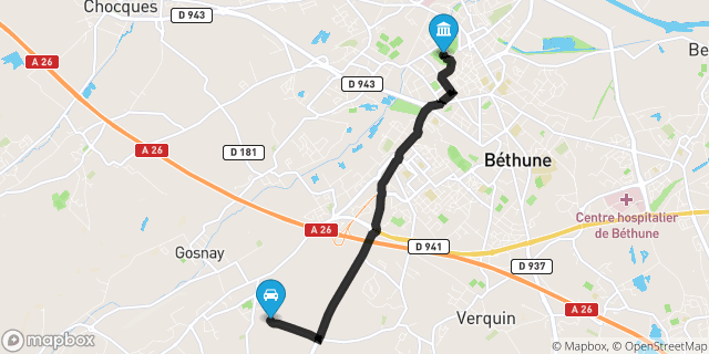 Itinéraire vers Béthune