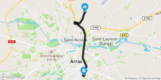Itinéraire vers Arras