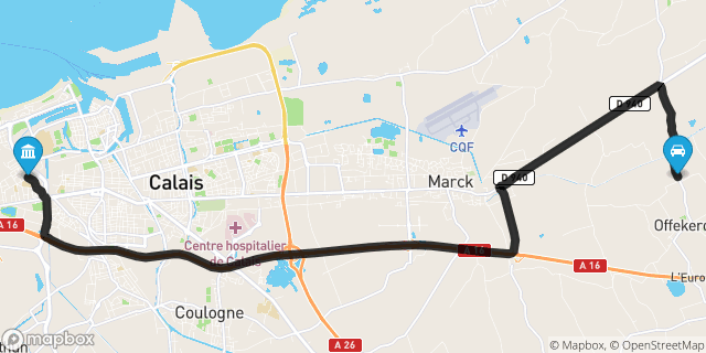 Itinéraire vers Calais
