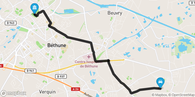 Itinéraire vers Béthune