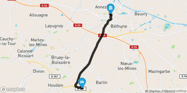 Itinéraire vers Béthune