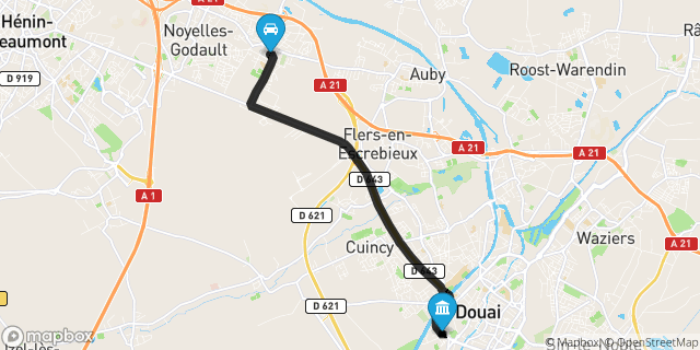 Itinéraire vers Douai