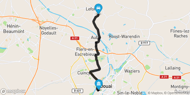 Itinéraire vers Douai