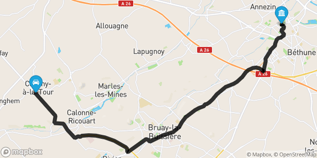 Itinéraire vers Béthune