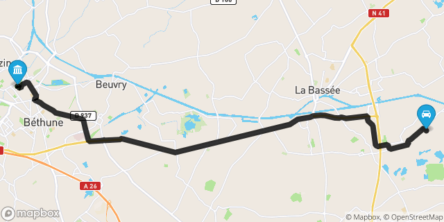 Itinéraire vers Béthune