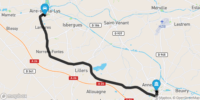 Itinéraire vers Béthune