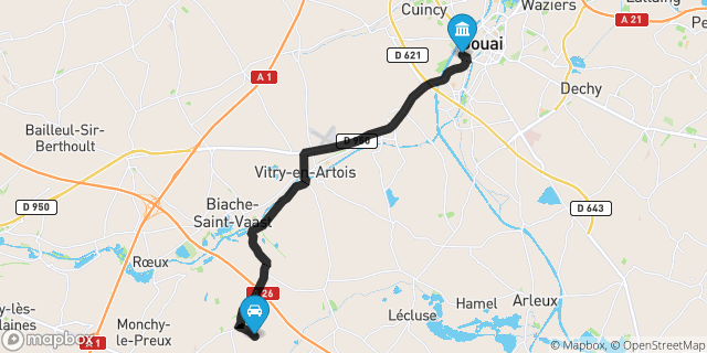 Itinéraire vers Douai