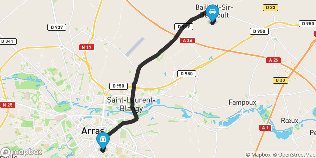 Itinéraire vers Arras