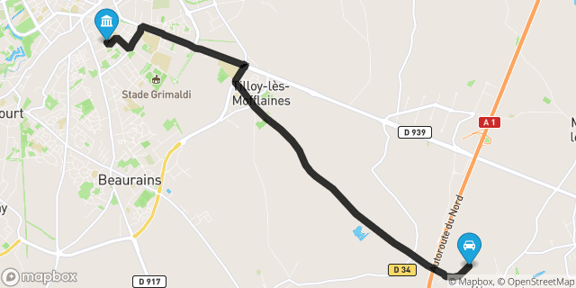 Itinéraire vers Arras