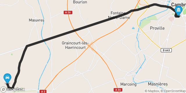 Itinéraire vers Cambrai