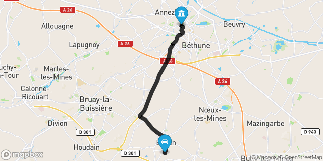 Itinéraire vers Béthune