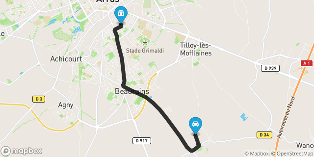 Itinéraire vers Arras