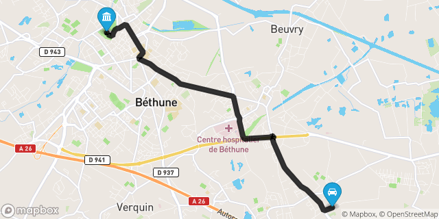 Itinéraire vers Béthune