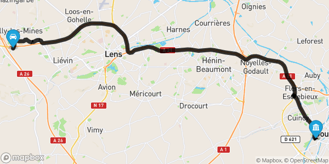 Itinéraire vers Douai