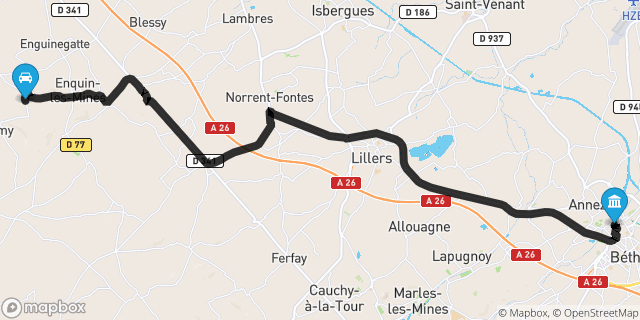 Itinéraire vers Béthune