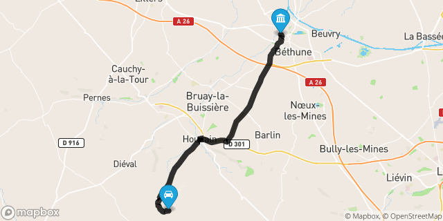 Itinéraire vers Béthune