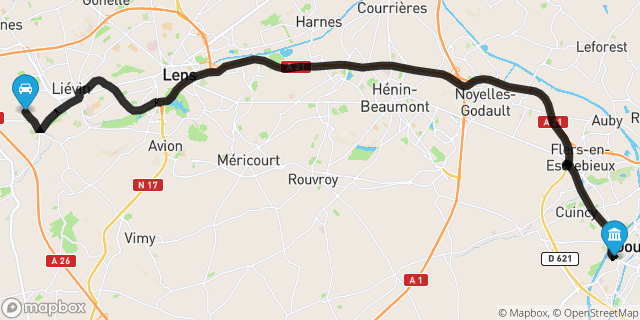 Itinéraire vers Douai