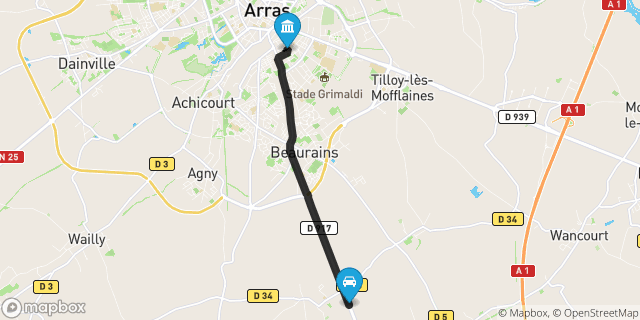 Itinéraire vers Arras