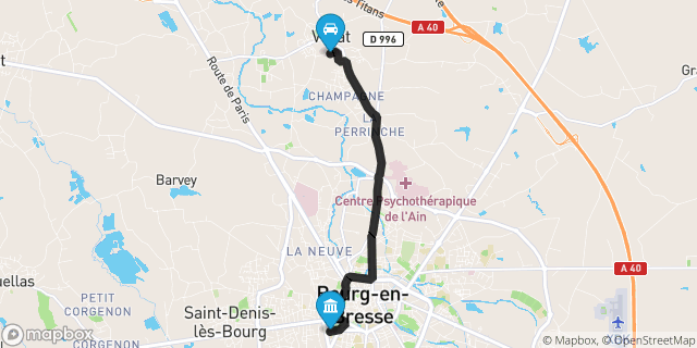 Itinéraire vers Bourg-en-Bresse