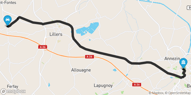 Itinéraire vers Béthune