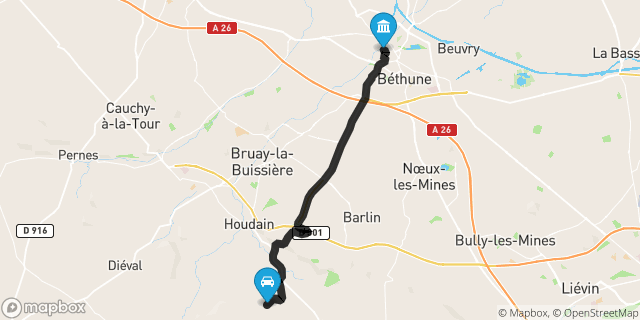 Itinéraire vers Béthune