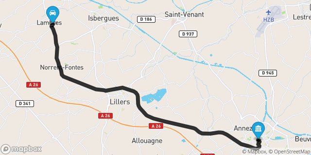 Itinéraire vers Béthune