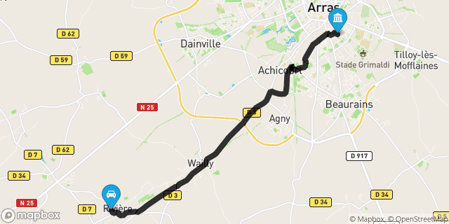 Itinéraire vers Arras