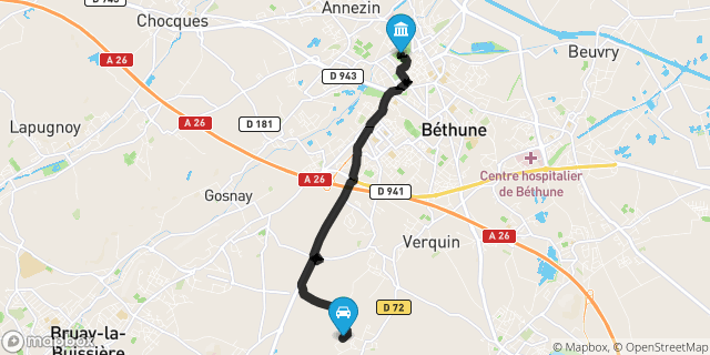 Itinéraire vers Béthune