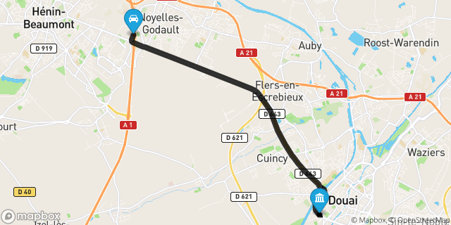 Itinéraire vers Douai