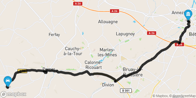 Itinéraire vers Béthune