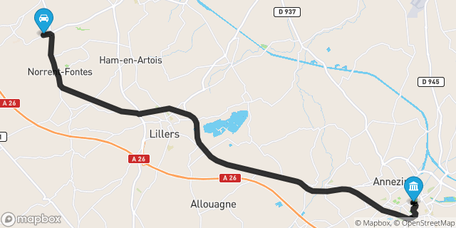 Itinéraire vers Béthune
