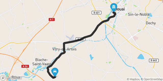 Itinéraire vers Douai