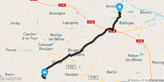 Itinéraire vers Béthune