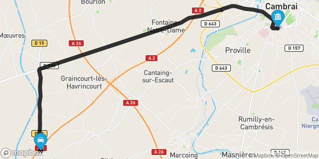Itinéraire vers Cambrai